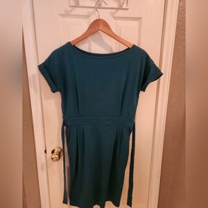 Women's Elegant Short Sleeve Wear to Work Casual Teal Dress w/ Pockets 😍